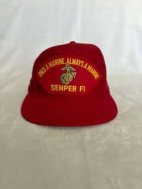 Once A Marine Always A Marine Semper Fi Hat Red Snapback Hat Cap USA READ